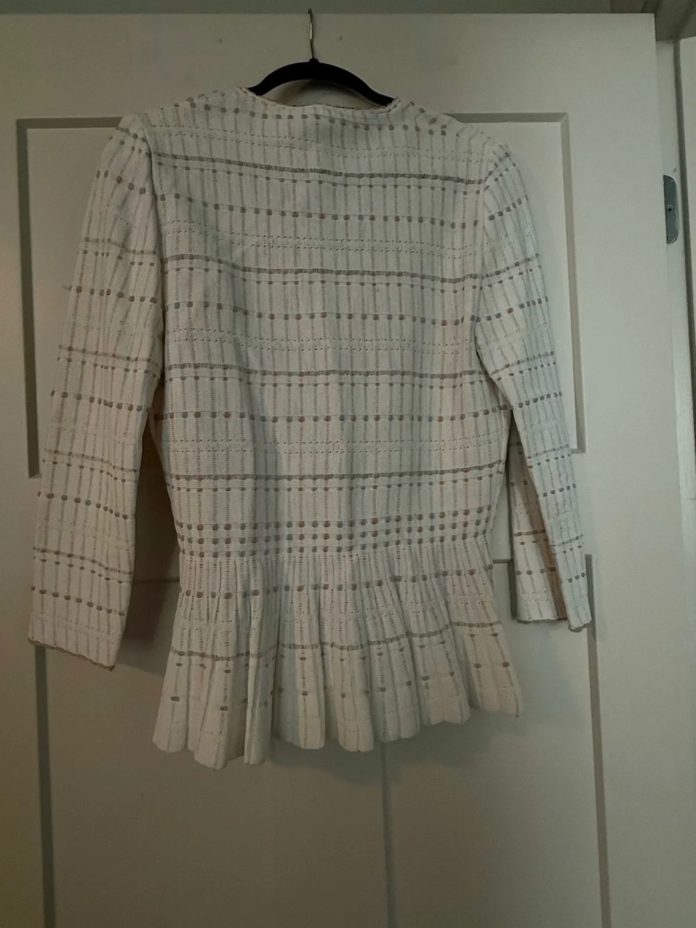 Alexander McQueen Cream Open-Front Tweed Peplum Jacket